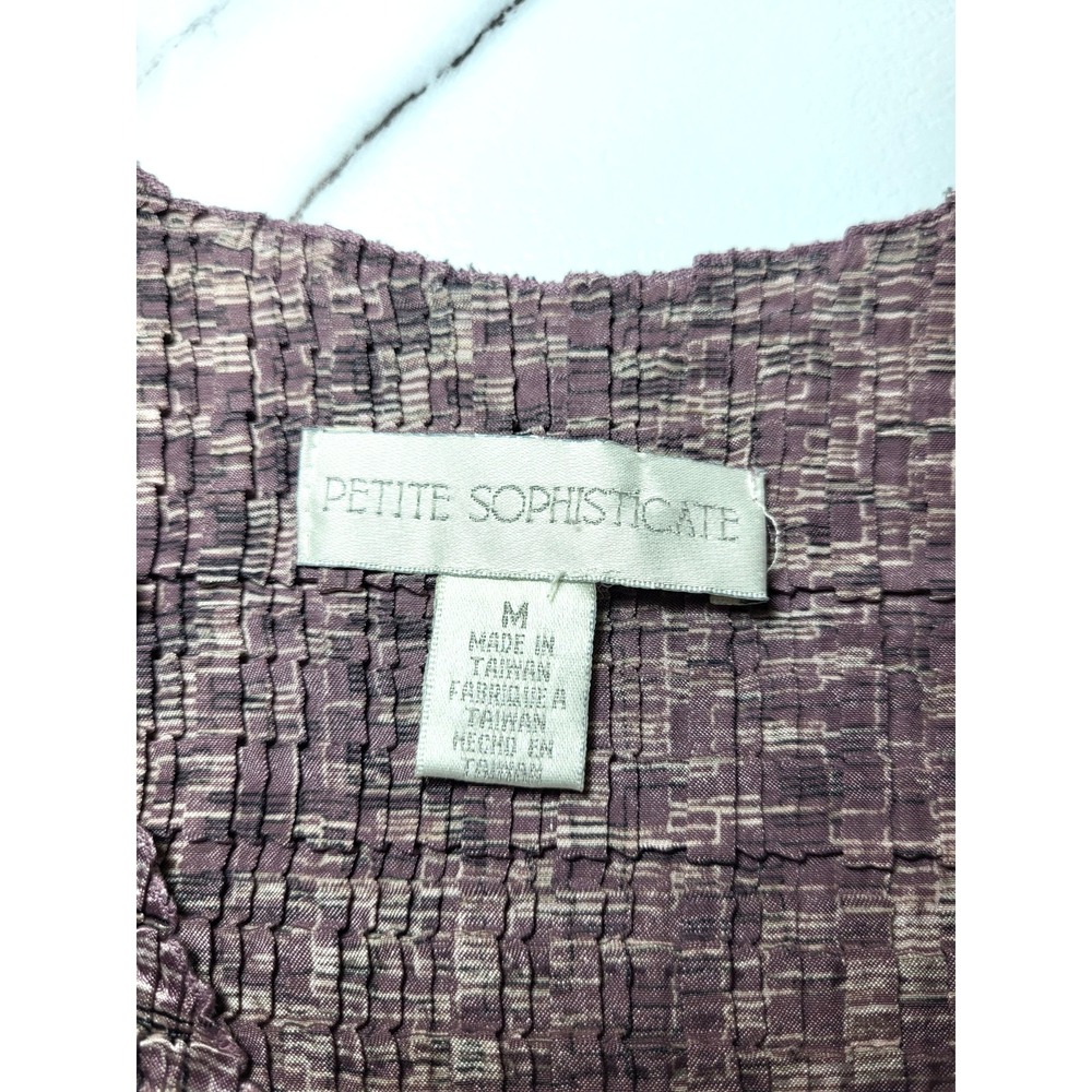 Petite Sophisticate Lavender/Black Geometric Popcorn Stretch Tank Top Medium Y2K - Picture 4 of 8